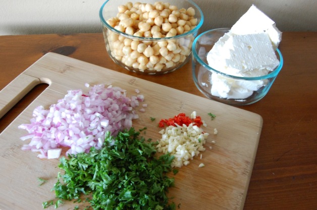 Feta Chickpea Salad Ingredients Chopped
