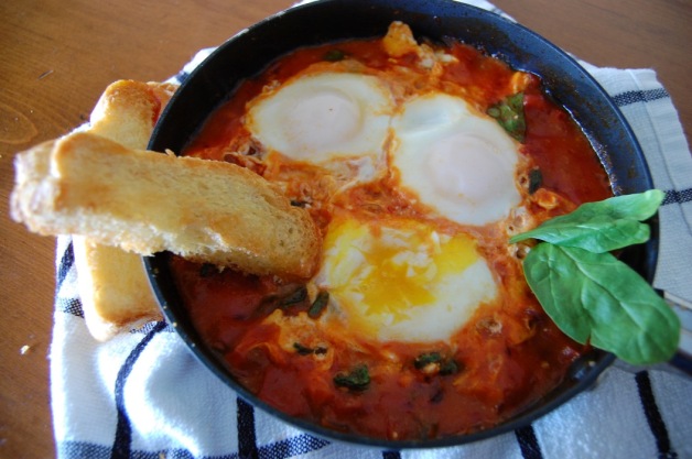 Eggs in Purgatory with Spinach and Feta
