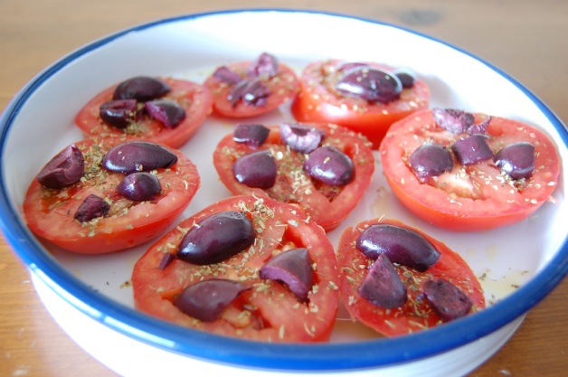 Feta and Kalamata Olive Baked Tomatoes with Olives